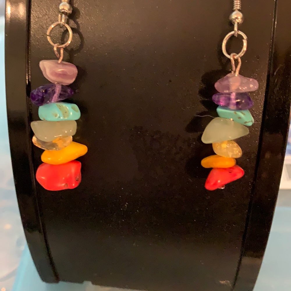 Handmade semi-precious stone chakra earrings